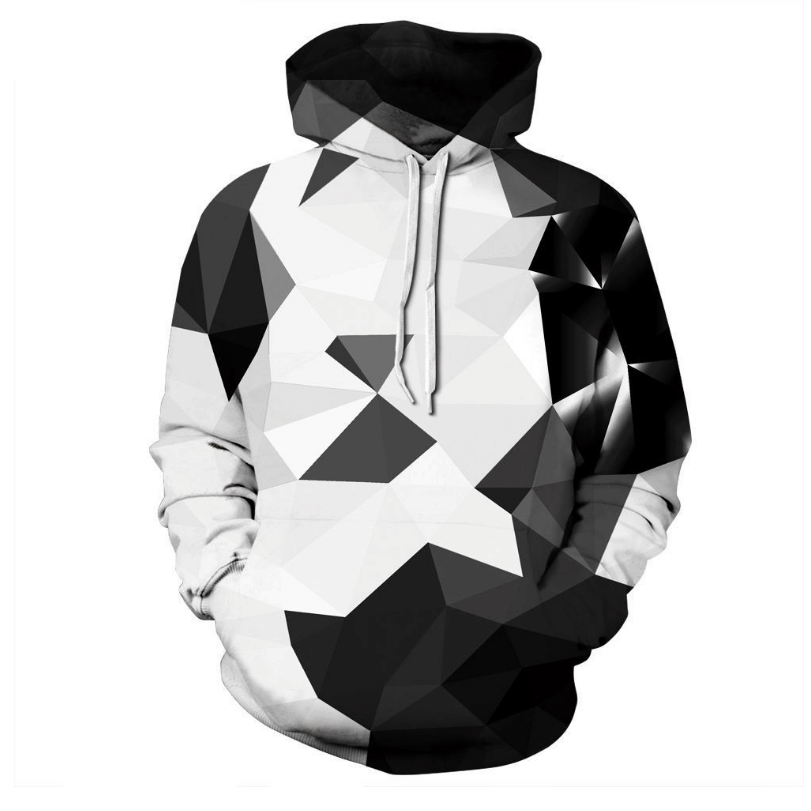 Black And White Geometric Pattern Unisex 3d Hoodie