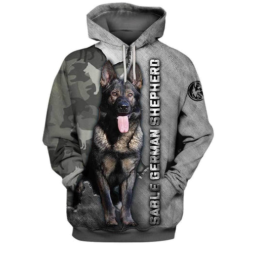 Sable German Shepherd Camo Gray Nice Unisex 3d Hoodie