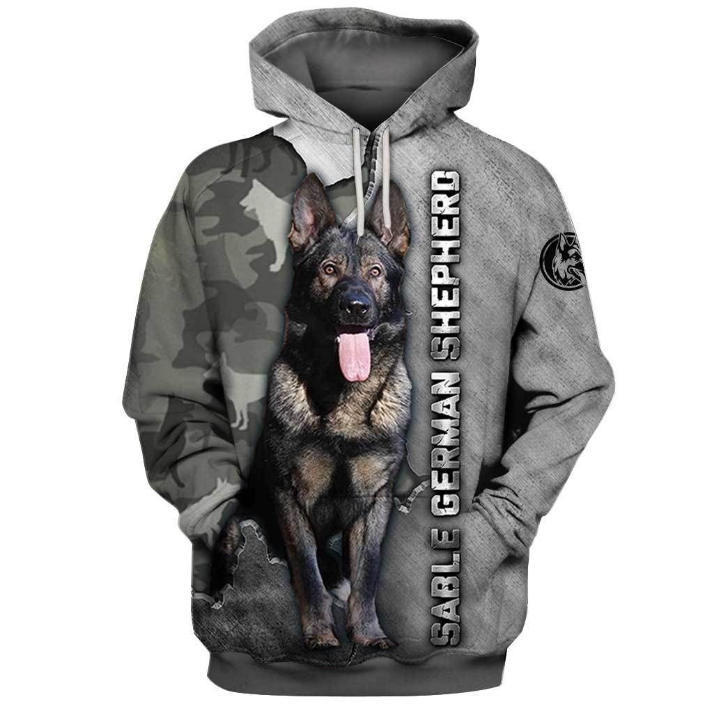 Sable German Shepherd Camo Gray Nice Unisex 3d Hoodie