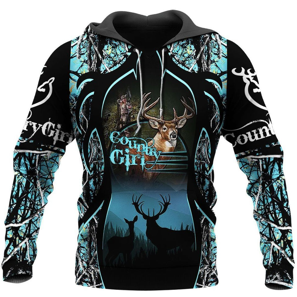 Country Girl Hunting Turquoise Camo Cool Unisex 3d Hoodie All Over Print