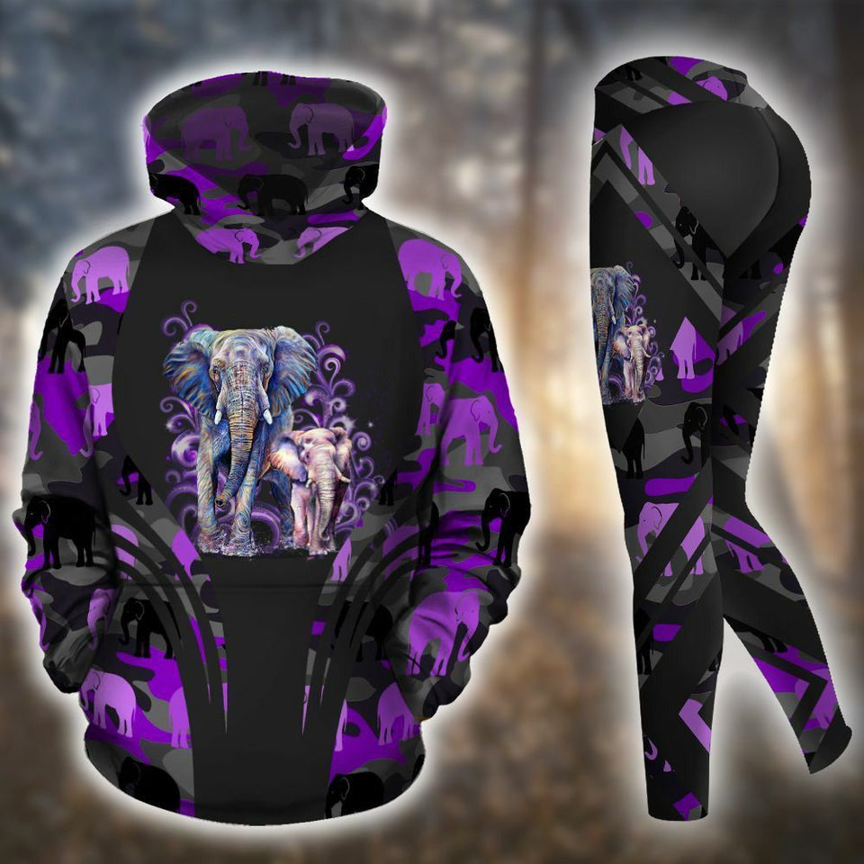 Elephant Butterfly Camo Purple Unique Unisex 3d Hoodie