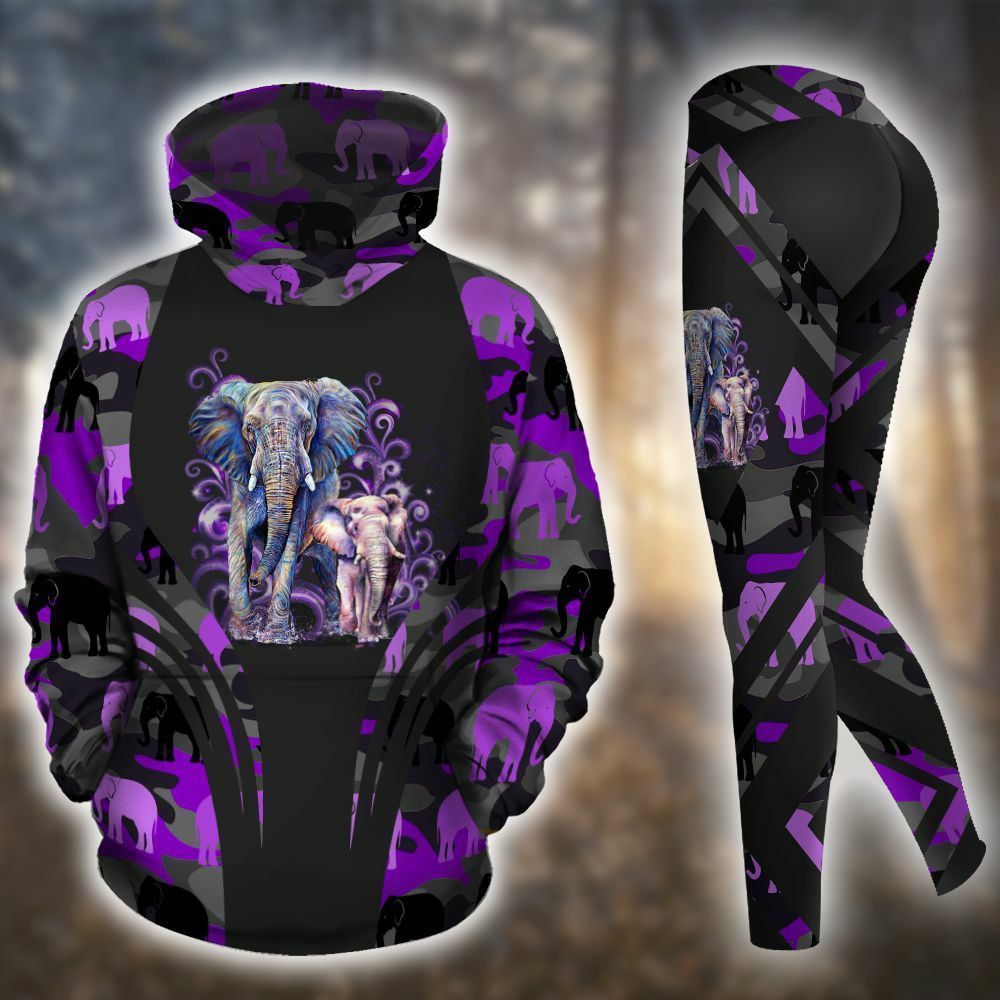 Elephant Butterfly Camo Purple Unique Unisex 3d Hoodie