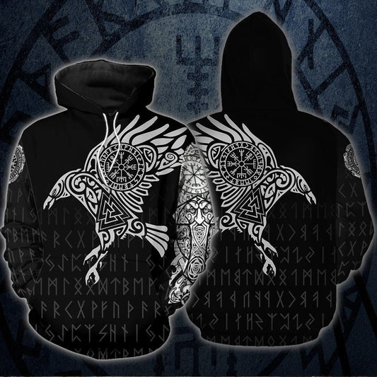 Raven On Shoulder Black Cool Unisex 3d Hoodie