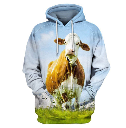 Cute Cow Blue Awesome Unisex 3d Hoodie