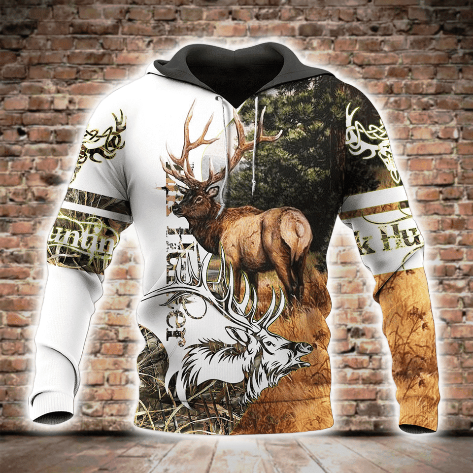 Elk Hunting White Camo Unique Unisex 3d Hoodie