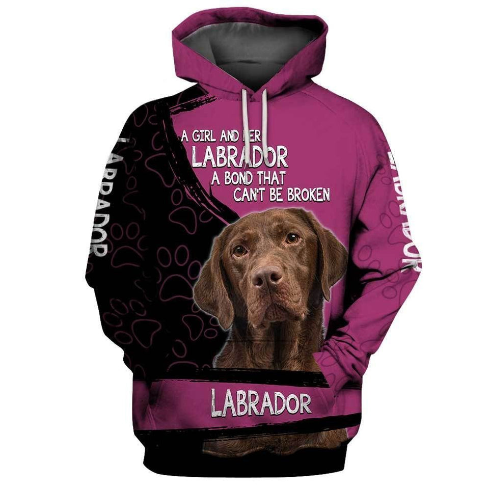 Chocolate Labrador Purple Awesome Unisex 3d Hoodie