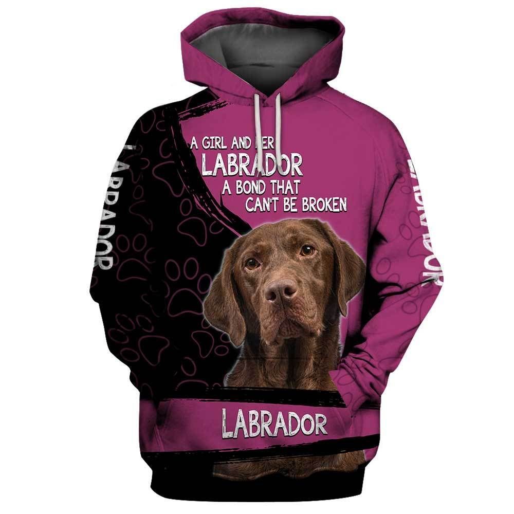 Chocolate Labrador Purple Awesome Unisex 3d Hoodie