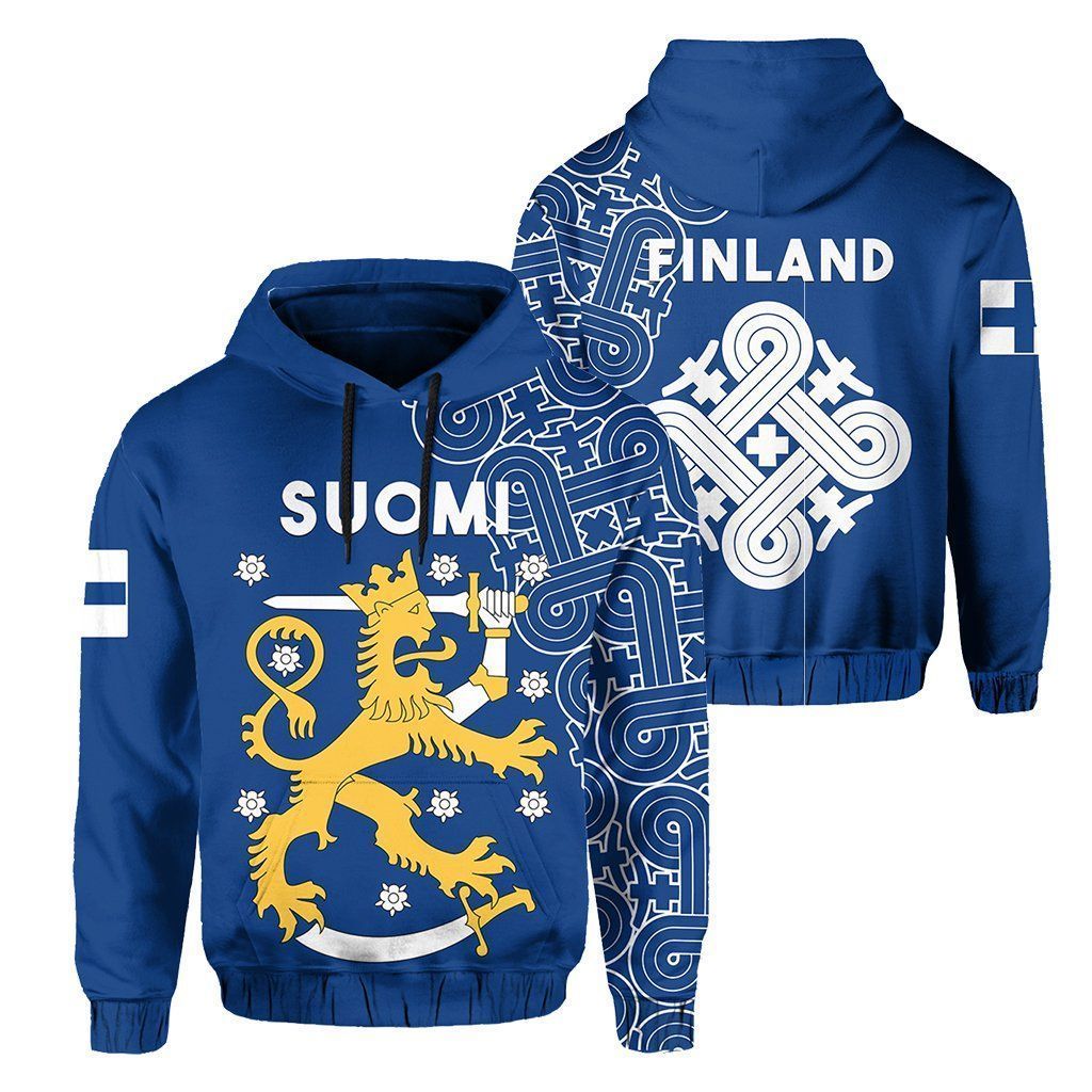 Finland Hannunvaakuna Finnish Tattoo Blue Unisex 3d Hoodie