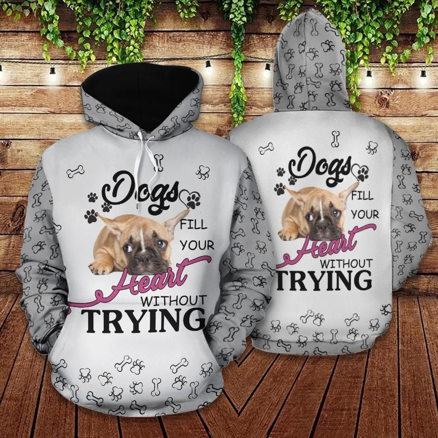 French Bulldog White Cute Unisex 3d Hoodie