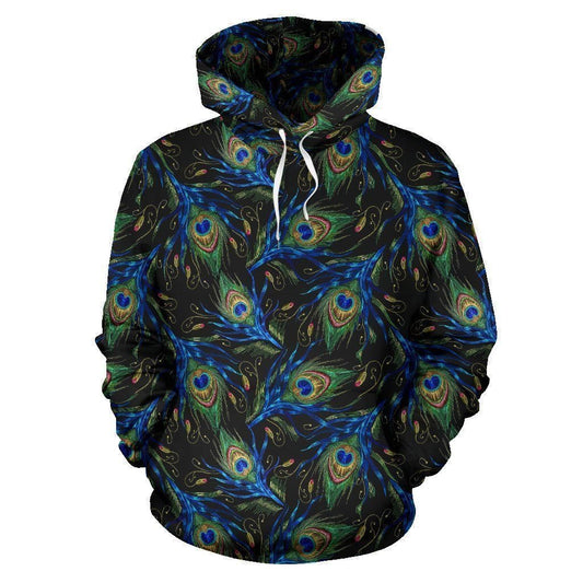 Teal Peacock Feather Pullover Unisex 3d Hoodie