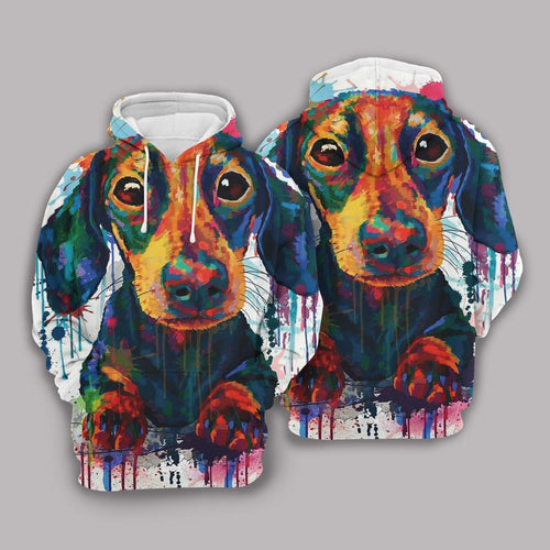 Dachshund Colorful Painting Pullover Unisex 3d Hoodie