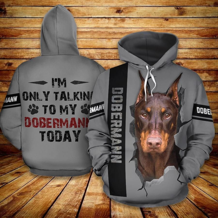 Dobermann Grey Cool Unisex 3d Hoodie