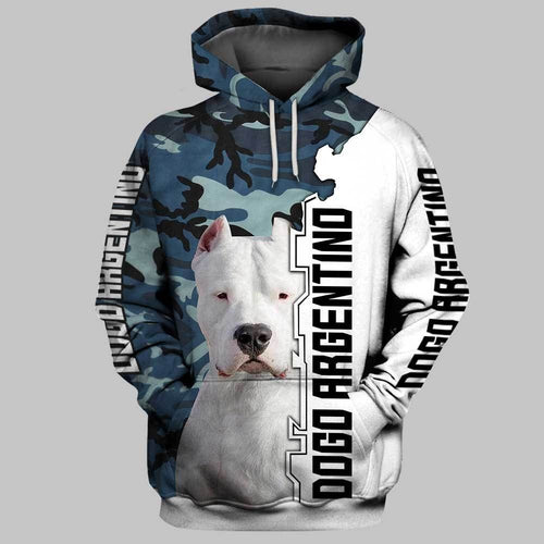 Dogo Argentino Camo Blue Nice Unisex 3d Hoodie