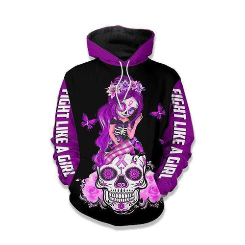 Fight Like A Girl Lupus Awareness Sugar Skull Purple Cute Unisex 3d Hoodie