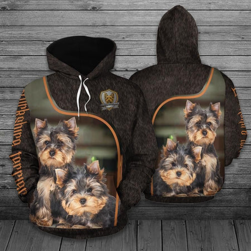 Yorkshire Terrier Grey Cute Unisex 3d Hoodie All Over Print