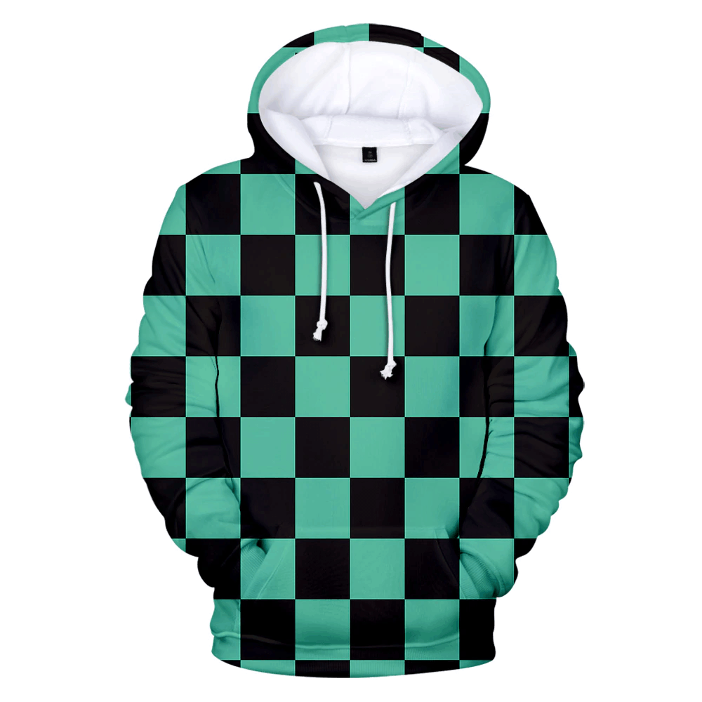 Green And Black Checkerboard Unisex 3d Hoodie