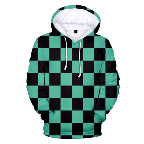Green And Black Checkerboard Unisex 3d Hoodie