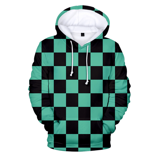 Green And Black Checkerboard Unisex 3d Hoodie