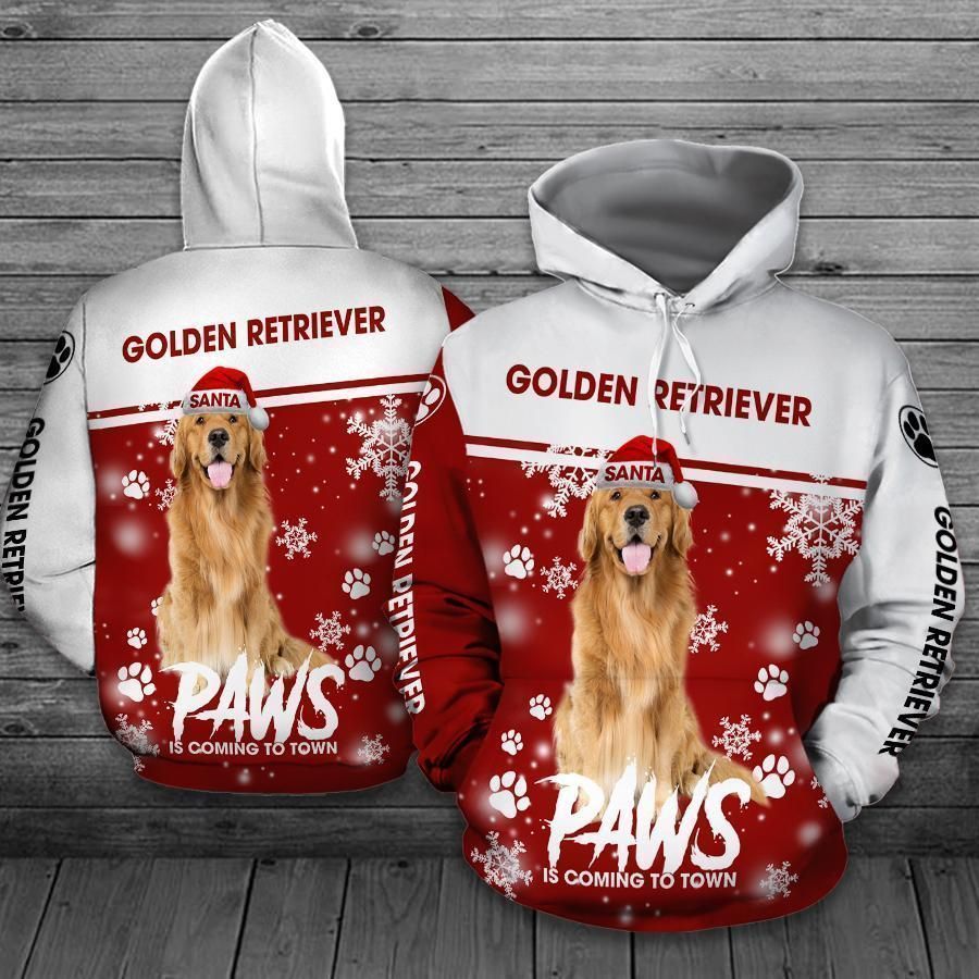 Christmas Golden Retriever Red And White Perfect Unisex 3d Hoodie