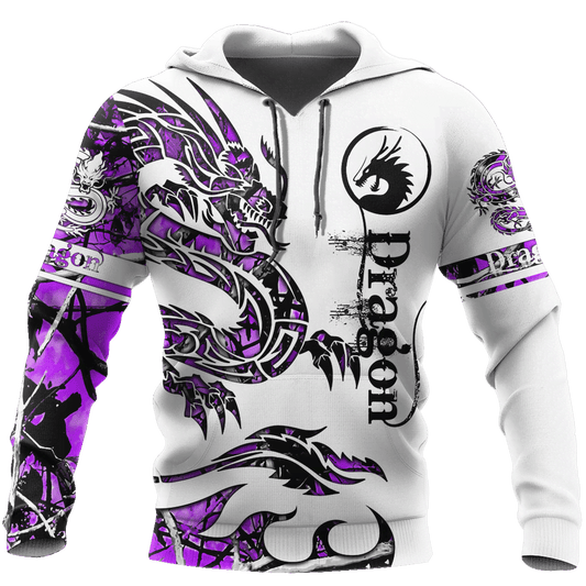 Dragon Tatoo White And Purple Cool Unisex 3d Hoodie