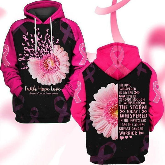 Faith Hope Love Breast Cancer Awareness Pink Unisex 3d Hoodie