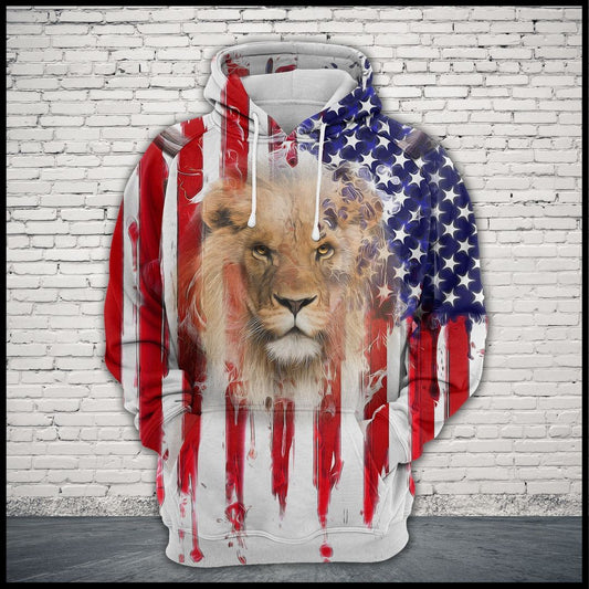 Lion Usa Flag Multicolor High Quality Unisex 3d Hoodie
