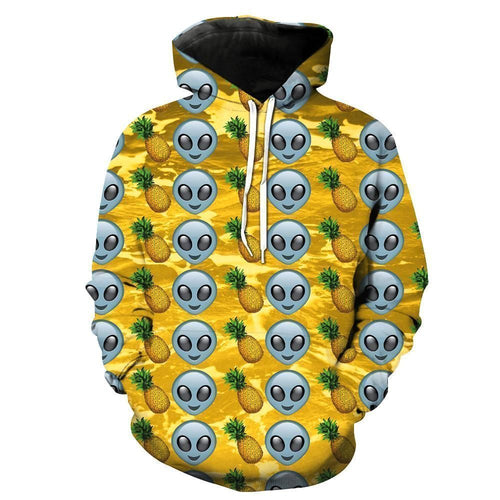 Yellow Alien And Pineapple Pullover Unisex 3d Hoodie