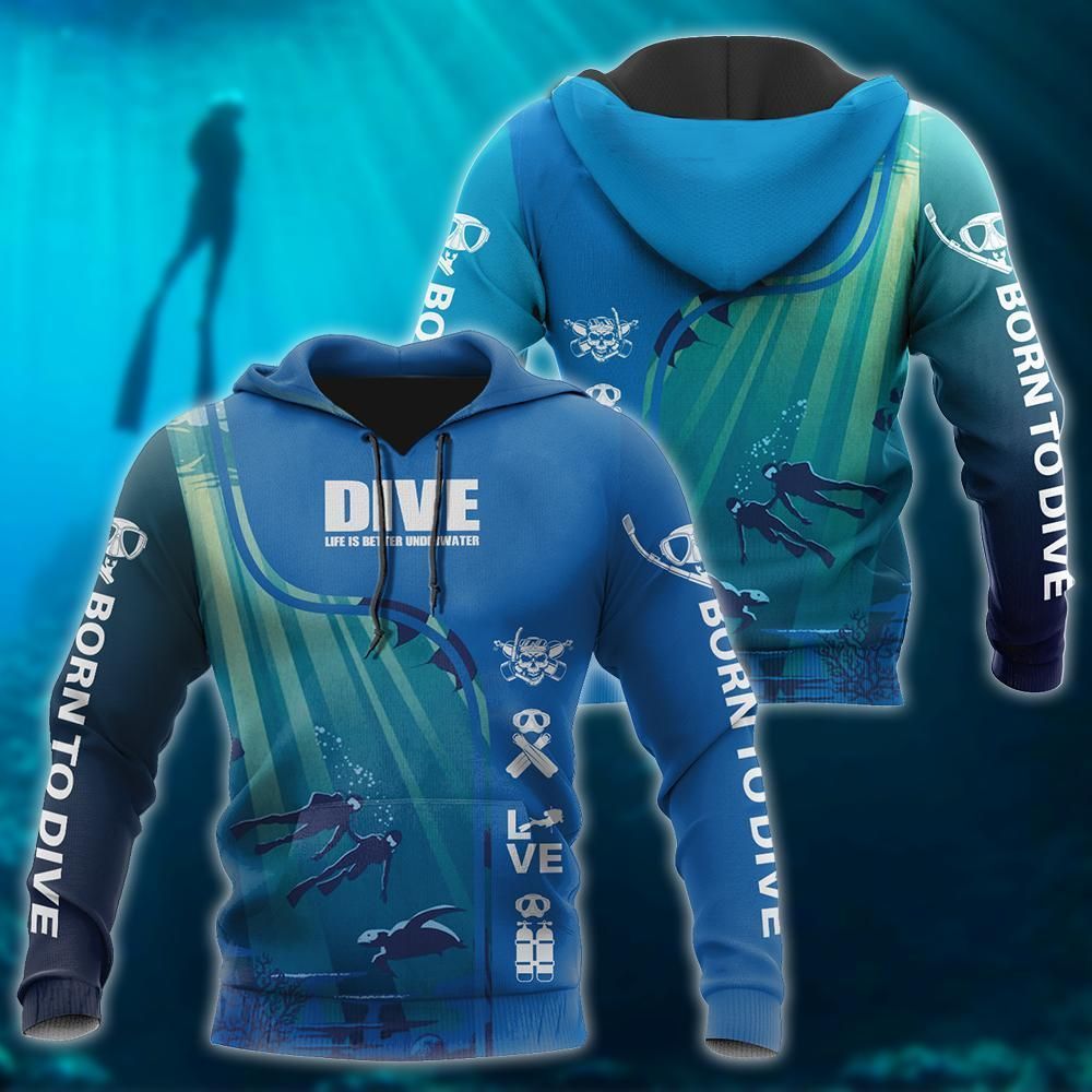 Scuba Diving Blue Awesome Unisex 3d Hoodie