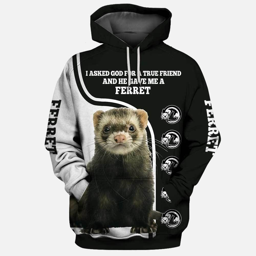 Ferret Animal Black And White Pullover Unisex 3d Hoodie
