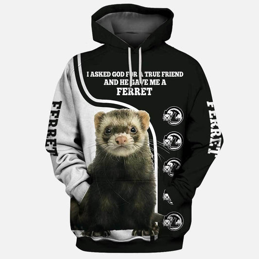 Ferret Animal Black And White Pullover Unisex 3d Hoodie