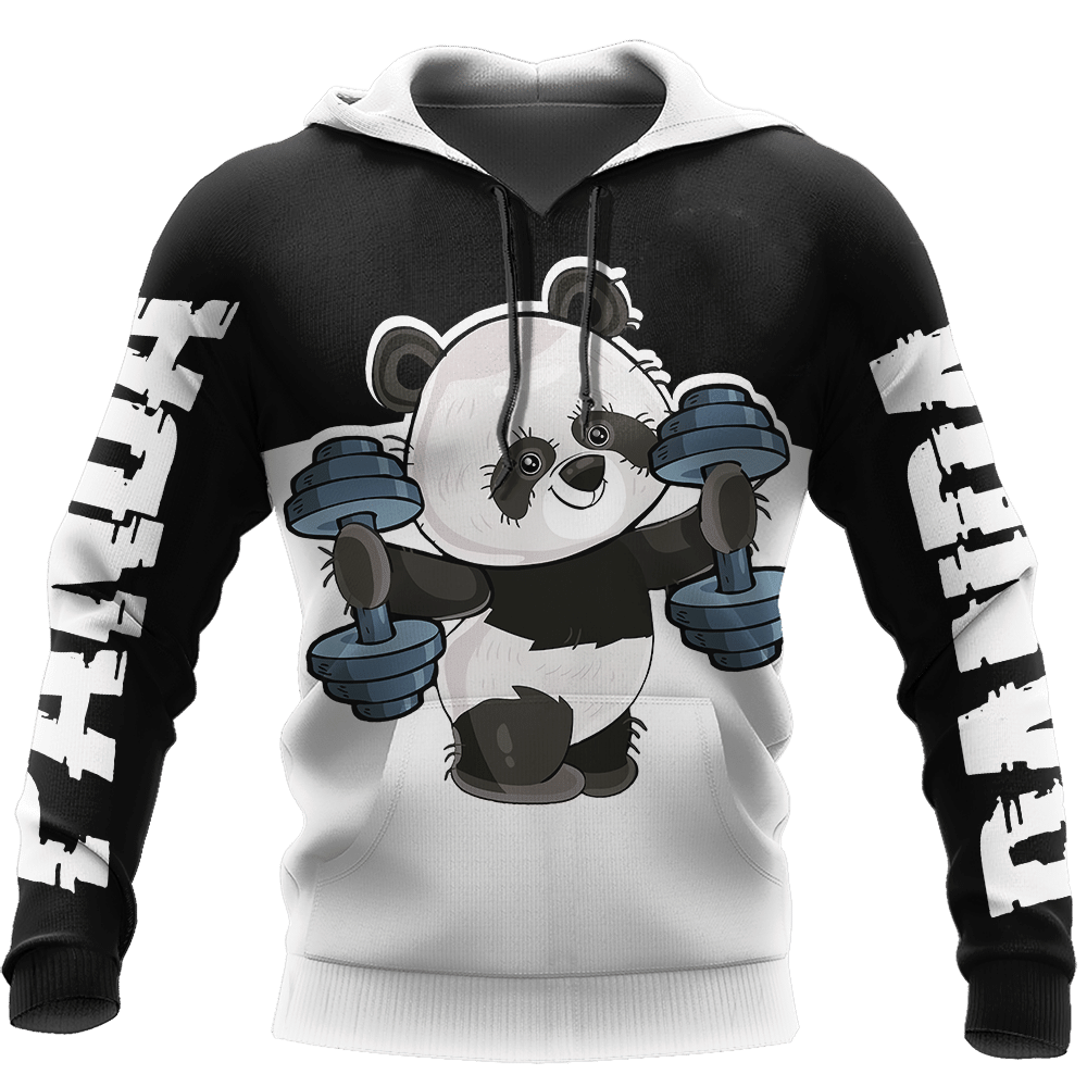 Gymmer Panda Black Cute Unisex 3d Hoodie