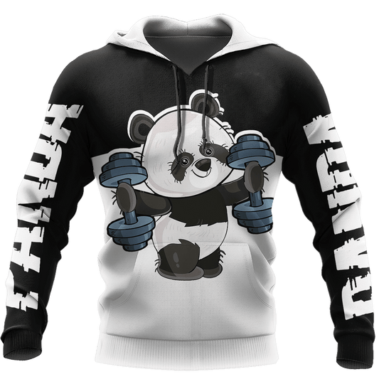 Gymmer Panda Black Cute Unisex 3d Hoodie