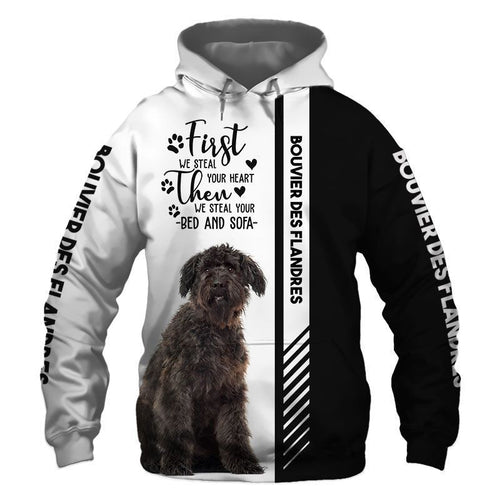Bouvier Des Flandres Black And White Cool Unisex 3d Hoodie