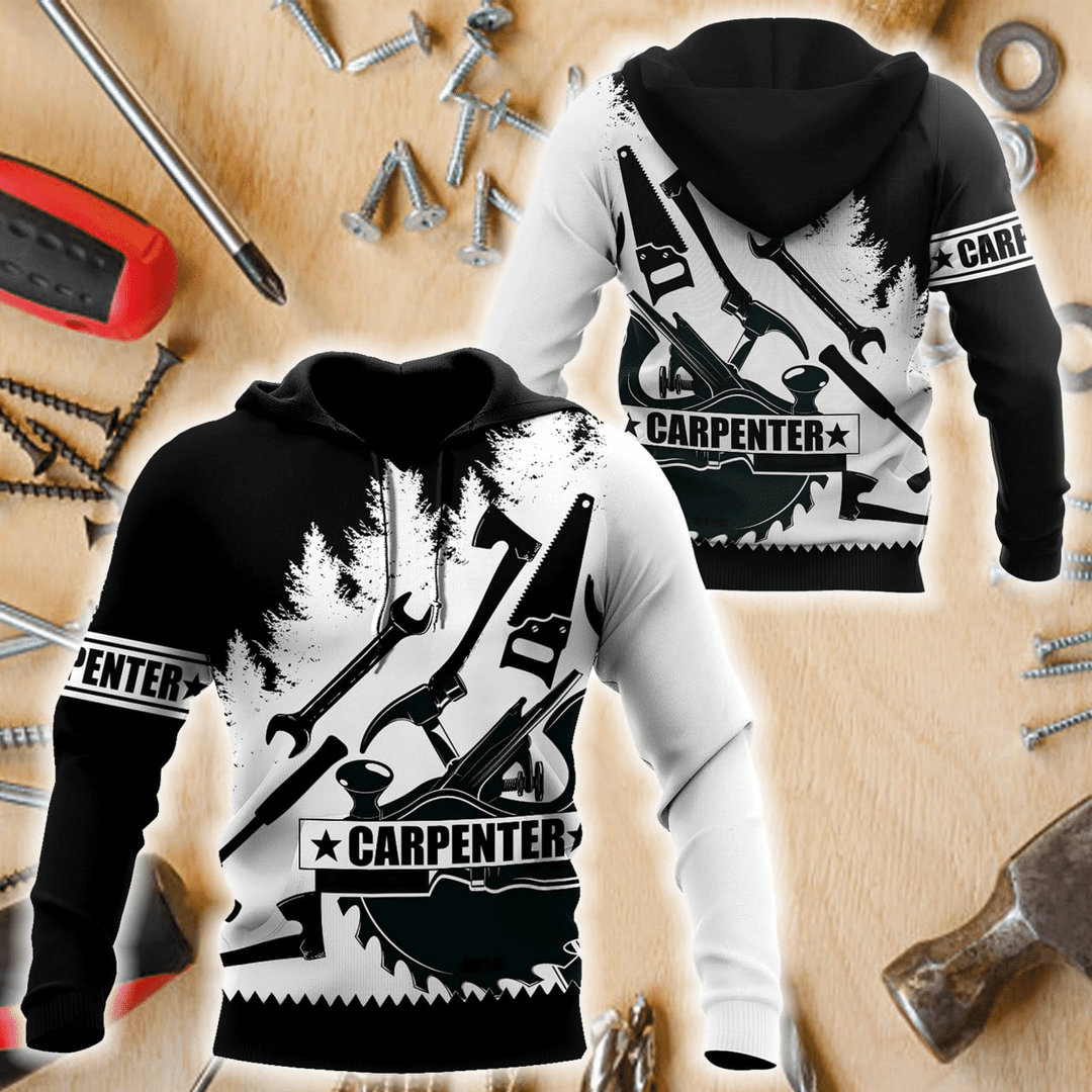 Carpenter Man Tools Black And White Unisex 3d Hoodie