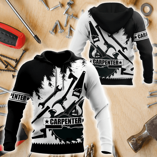 Carpenter Man Tools Black And White Unisex 3d Hoodie