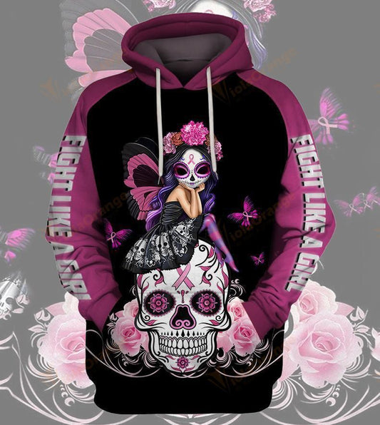 Fight Like A Girl Sugar Skull Unisex 3d Hoodie