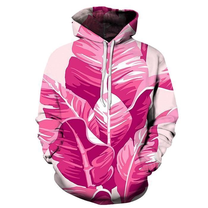 Pink Banana Leaves Unisex 3d Hoodie All Over Print