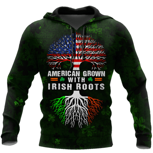 Happy St Patrick S Day Irish Roots American Grown Unisex 3d Hoodie