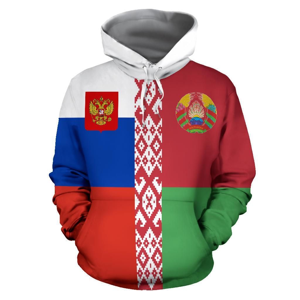 Russia And Belarus Flag Together Unisex 3d Hoodie