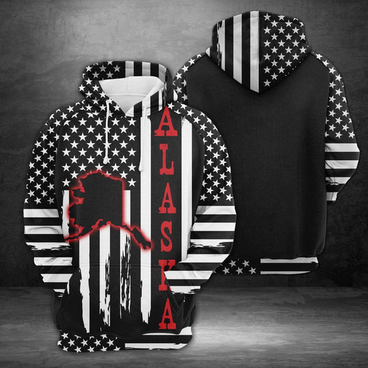 Awesome Alaska Black And White Flag Unisex 3d Hoodie