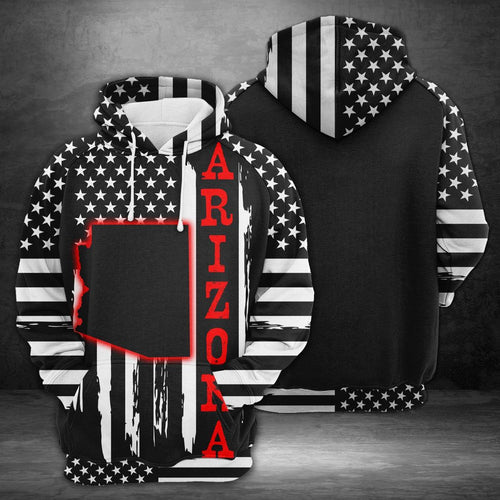 Awesome Arizona Black And White Flag Unisex 3d Hoodie