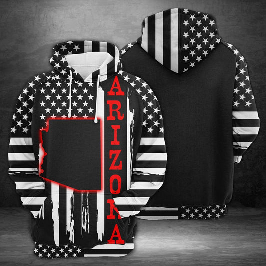 Awesome Arizona Black And White Flag Unisex 3d Hoodie