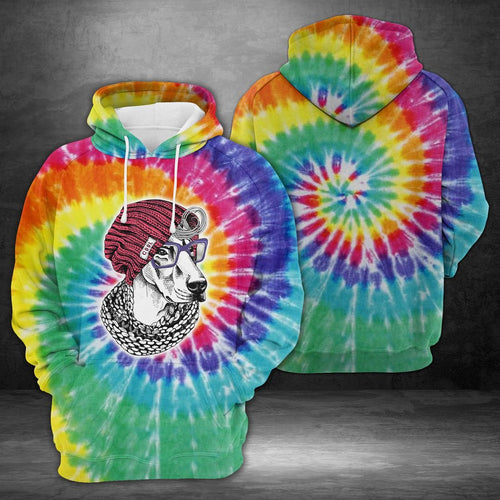 Tie Dye Doberman In A Hipster Unisex 3d Hoodie
