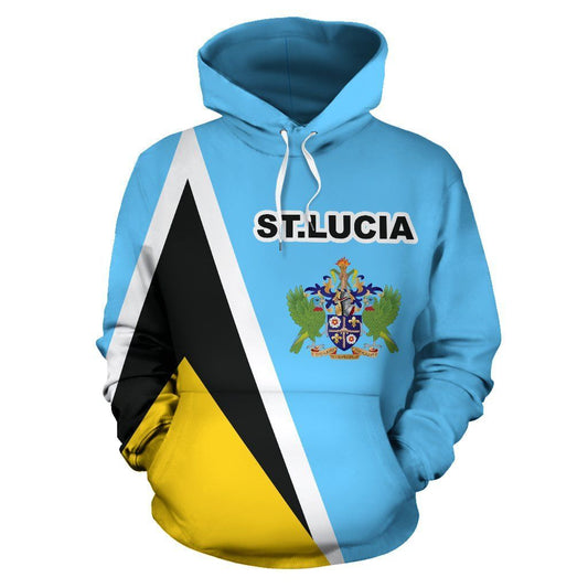 St Lucia Flag And Coat Of Arms Unisex 3d Hoodie