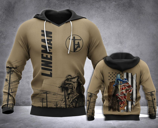 Lineman Flag All Over Unisex 3d Hoodie