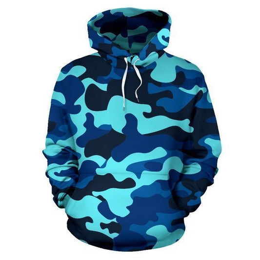 Blue And Black Camouflage Unisex 3d Hoodie