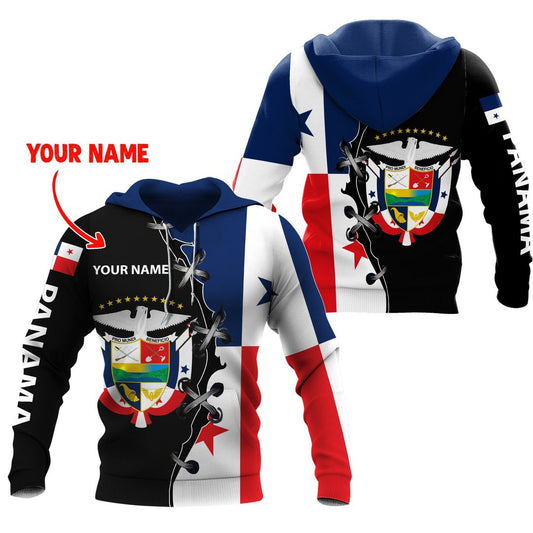 Viticstoreac Panama Coat Of Arms Customize Name Black White Unisex 3d Hoodie
