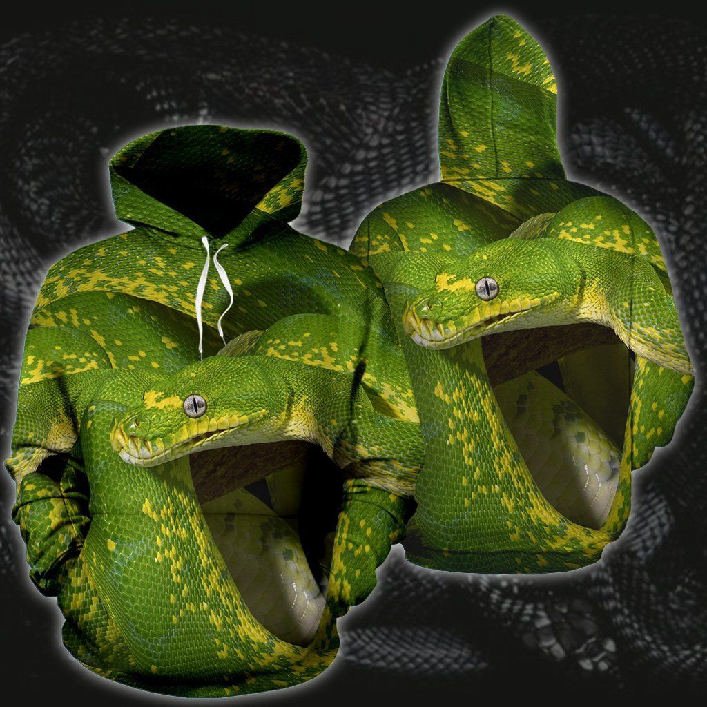 Green Snake Printed Unisex 3d Hoodie