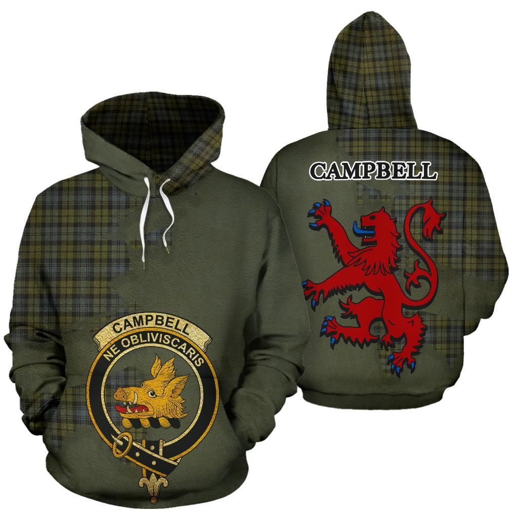 Campbell Faded Clan Crest Tartan Unisex 3d Hoodie