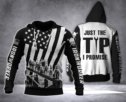 Ironworker Black White Tip Unisex 3d Hoodie